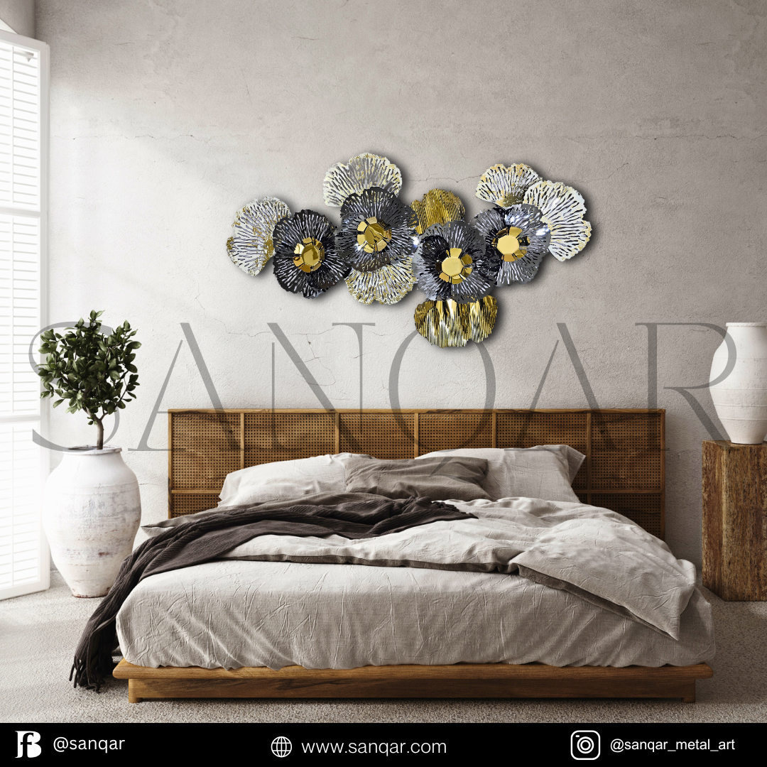 Bloom Prestige
"Elegant metal wall art featuring a sophisticated floral design in gold and silver tones, 30 x 48 inches."