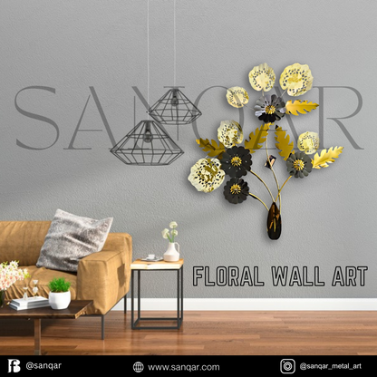 Enhance your space with the elegance of Regal Bloom, a premium handcrafted wall décor piece designed to add sophistication to any interior. Made from high-grade German stainless steel, this luxurious floral artwork features an intricate blend of gold, silver, and black metallic tones, creating a stunning visual statement.

Perfect for modern homes, offices, and showrooms, Regal Bloom reflects exquisite craftsmanship and a timeless aesthetic. Elevate your décor with this unique, high-quality metal wall art t